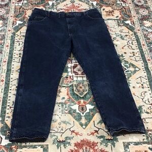 Cabela's Men's Dark Blue Brown Fleece Lined Relaxed Jeans 🤎